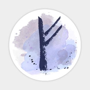 Fehu, Violet Blue Watercolor (Runes & Watercolors) Magnet